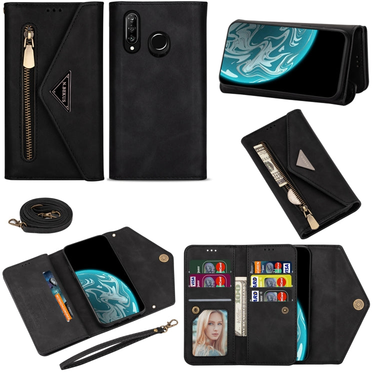 Skin Feel Zipper Horizontal Flip Leather Case with Holder & Card Slots & Photo Frame & Lanyard & Long Rope, For Huawei Mate 10 Lite, For Huawei Mate 10 Pro, For Huawei Mate 20, For Huawei P20, For Huawei P20 Pro, For Huawei P30, For Huawei P30 Lite����...