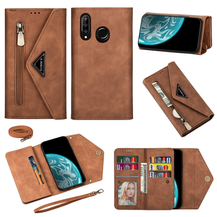 Skin Feel Zipper Horizontal Flip Leather Case with Holder & Card Slots & Photo Frame & Lanyard & Long Rope, For Huawei Mate 10 Lite, For Huawei Mate 10 Pro, For Huawei Mate 20, For Huawei P20, For Huawei P20 Pro, For Huawei P30, For Huawei P30 Lite����...