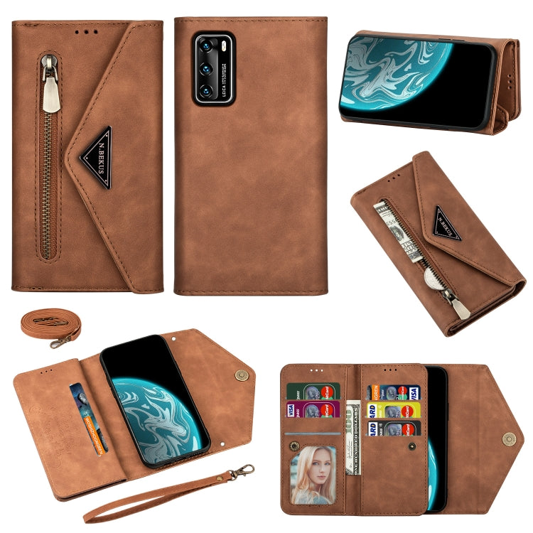 Skin Feel Zipper Horizontal Flip Leather Case with Holder & Card Slots & Photo Frame & Lanyard & Long Rope, For Huawei Mate 10 Lite, For Huawei Mate 10 Pro, For Huawei Mate 20, For Huawei P20, For Huawei P20 Pro, For Huawei P30, For Huawei P30 Lite����...