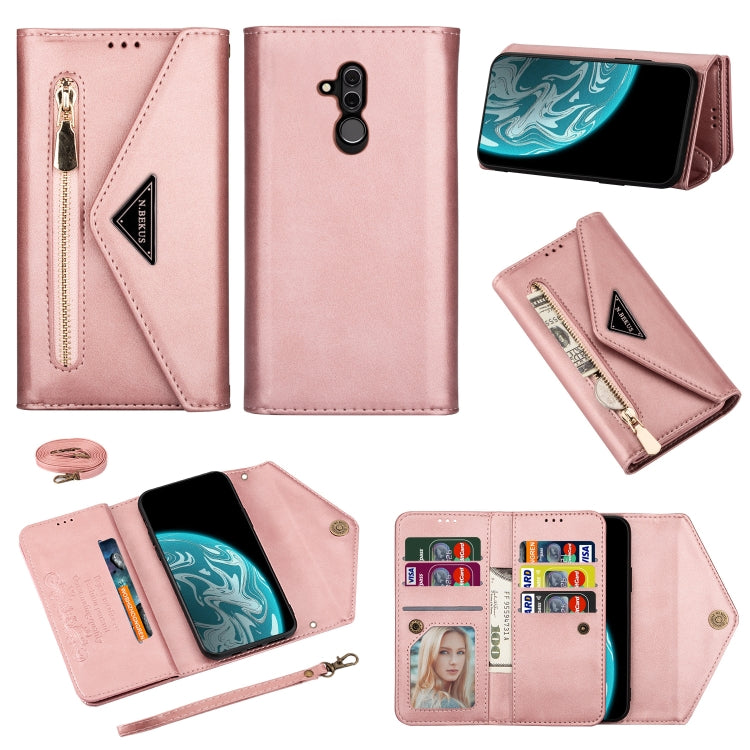 Skin Feel Zipper Horizontal Flip Leather Case with Holder & Card Slots & Photo Frame & Lanyard & Long Rope, For Huawei Mate 10 Lite, For Huawei Mate 10 Pro, For Huawei Mate 20, For Huawei P20, For Huawei P20 Pro, For Huawei P30, For Huawei P30 Lite����...