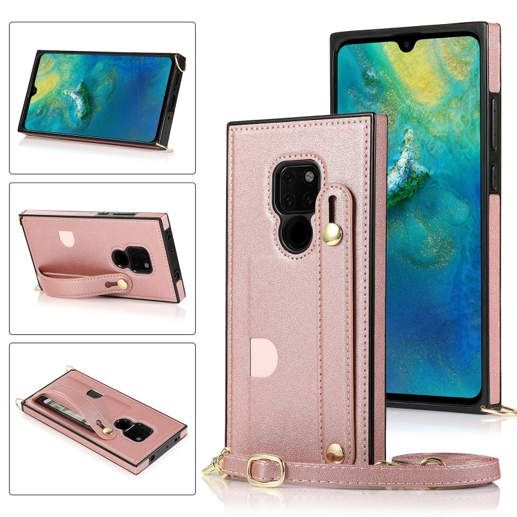 Wrist Strap PU+TPU Shockproof Protective Case with Crossbody Lanyard & Holder & Card Slot, For Huawei Mate 20, For Huawei Mate 20 Lite, For Huawei Mate 20 Pro, For Huawei Mate 30, For Huawei P30, For Huawei P30 Lite, For Huawei P30 Pro, For Huawei P40�...