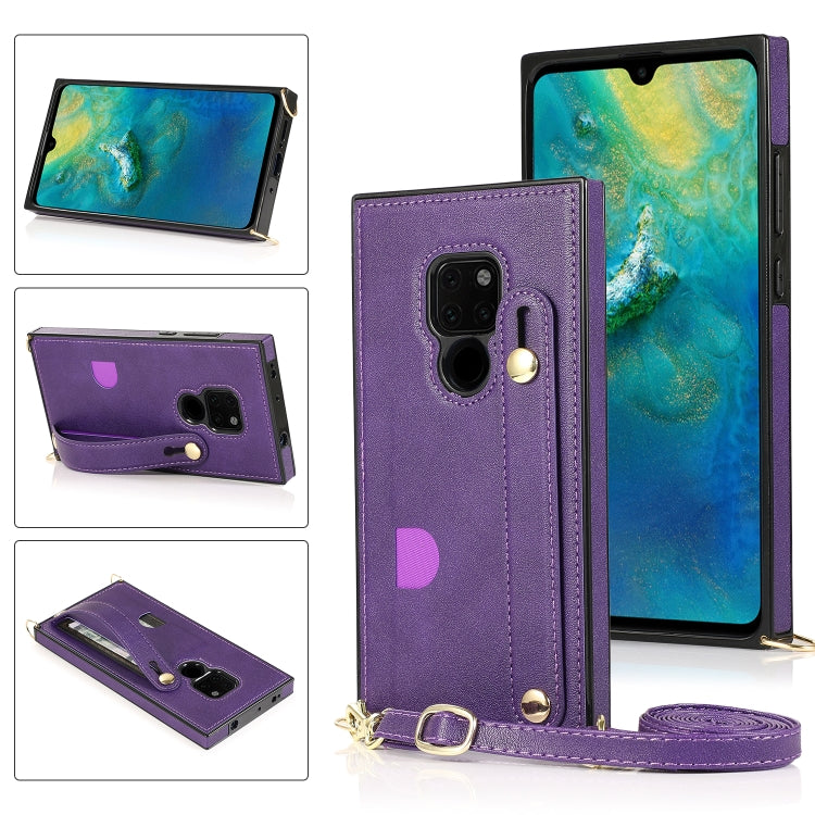 Wrist Strap PU+TPU Shockproof Protective Case with Crossbody Lanyard & Holder & Card Slot, For Huawei Mate 20, For Huawei Mate 20 Lite, For Huawei Mate 20 Pro, For Huawei Mate 30, For Huawei P30, For Huawei P30 Lite, For Huawei P30 Pro, For Huawei P40�...