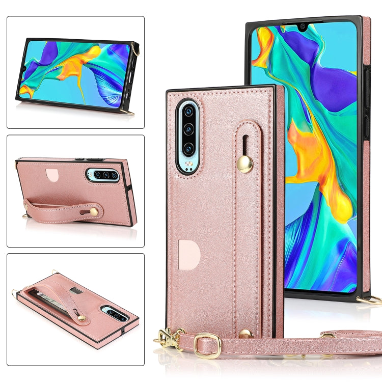 Wrist Strap PU+TPU Shockproof Protective Case with Crossbody Lanyard & Holder & Card Slot, For Huawei Mate 20, For Huawei Mate 20 Lite, For Huawei Mate 20 Pro, For Huawei Mate 30, For Huawei P30, For Huawei P30 Lite, For Huawei P30 Pro, For Huawei P40�...