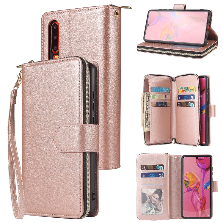 Zipper Wallet Bag Horizontal Flip PU Leather Case with Holder & 9 Card Slots & Wallet & Lanyard & Photo Frame, For Huawei P30, For Huawei P30 Lite, For Huawei P30 Pro, For Huawei P40, For Huawei P40 Lite, For Huawei P40 Pro, For Huawei P40 Pro+��������...