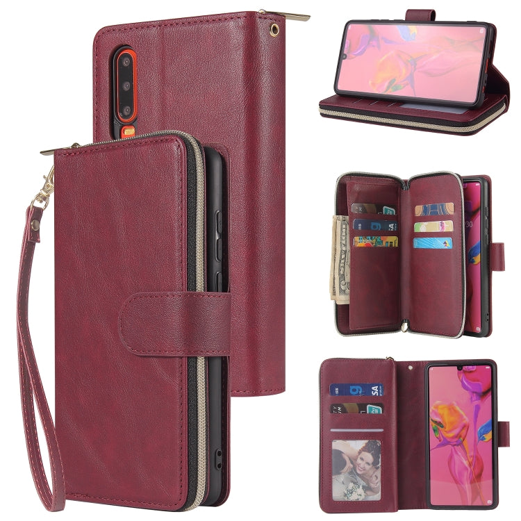 Zipper Wallet Bag Horizontal Flip PU Leather Case with Holder & 9 Card Slots & Wallet & Lanyard & Photo Frame, For Huawei P30, For Huawei P30 Lite, For Huawei P30 Pro, For Huawei P40, For Huawei P40 Lite, For Huawei P40 Pro, For Huawei P40 Pro+��������...