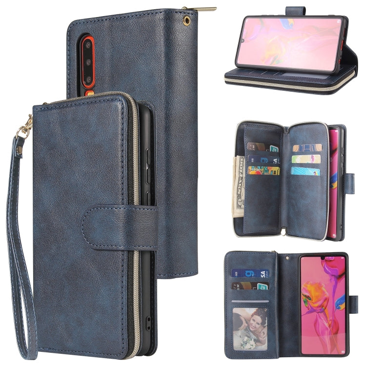 Zipper Wallet Bag Horizontal Flip PU Leather Case with Holder & 9 Card Slots & Wallet & Lanyard & Photo Frame, For Huawei P30, For Huawei P30 Lite, For Huawei P30 Pro, For Huawei P40, For Huawei P40 Lite, For Huawei P40 Pro, For Huawei P40 Pro+��������...