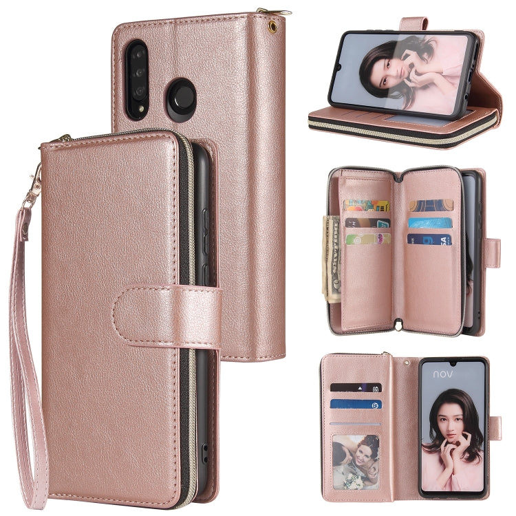 Zipper Wallet Bag Horizontal Flip PU Leather Case with Holder & 9 Card Slots & Wallet & Lanyard & Photo Frame, For Huawei P30, For Huawei P30 Lite, For Huawei P30 Pro, For Huawei P40, For Huawei P40 Lite, For Huawei P40 Pro, For Huawei P40 Pro+��������...