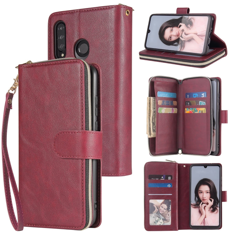 Zipper Wallet Bag Horizontal Flip PU Leather Case with Holder & 9 Card Slots & Wallet & Lanyard & Photo Frame, For Huawei P30, For Huawei P30 Lite, For Huawei P30 Pro, For Huawei P40, For Huawei P40 Lite, For Huawei P40 Pro, For Huawei P40 Pro+��������...
