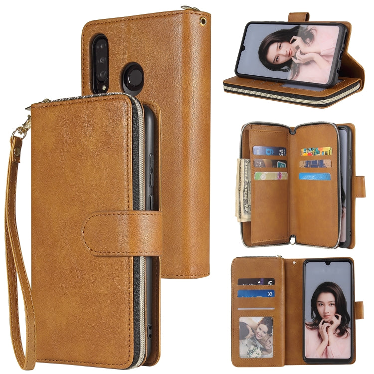 Zipper Wallet Bag Horizontal Flip PU Leather Case with Holder & 9 Card Slots & Wallet & Lanyard & Photo Frame, For Huawei P30, For Huawei P30 Lite, For Huawei P30 Pro, For Huawei P40, For Huawei P40 Lite, For Huawei P40 Pro, For Huawei P40 Pro+��������...