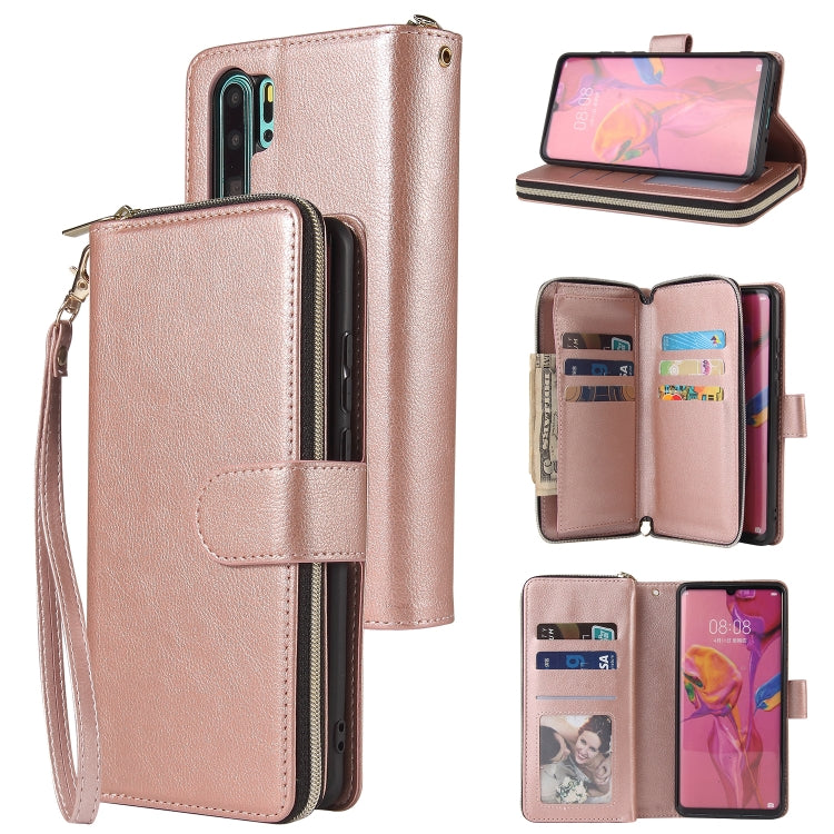 Zipper Wallet Bag Horizontal Flip PU Leather Case with Holder & 9 Card Slots & Wallet & Lanyard & Photo Frame, For Huawei P30, For Huawei P30 Lite, For Huawei P30 Pro, For Huawei P40, For Huawei P40 Lite, For Huawei P40 Pro, For Huawei P40 Pro+��������...