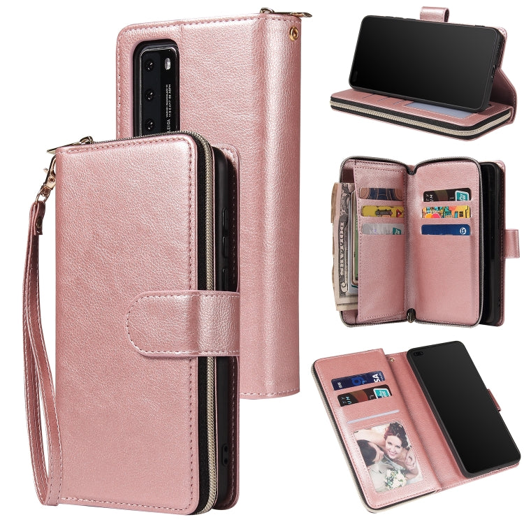 Zipper Wallet Bag Horizontal Flip PU Leather Case with Holder & 9 Card Slots & Wallet & Lanyard & Photo Frame, For Huawei P30, For Huawei P30 Lite, For Huawei P30 Pro, For Huawei P40, For Huawei P40 Lite, For Huawei P40 Pro, For Huawei P40 Pro+��������...