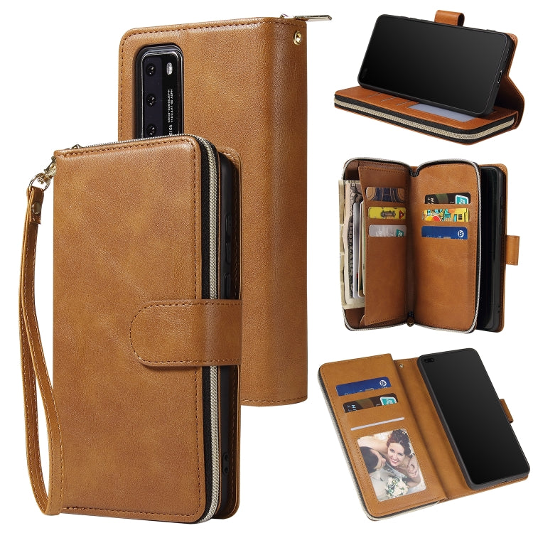 Zipper Wallet Bag Horizontal Flip PU Leather Case with Holder & 9 Card Slots & Wallet & Lanyard & Photo Frame, For Huawei P30, For Huawei P30 Lite, For Huawei P30 Pro, For Huawei P40, For Huawei P40 Lite, For Huawei P40 Pro, For Huawei P40 Pro+��������...
