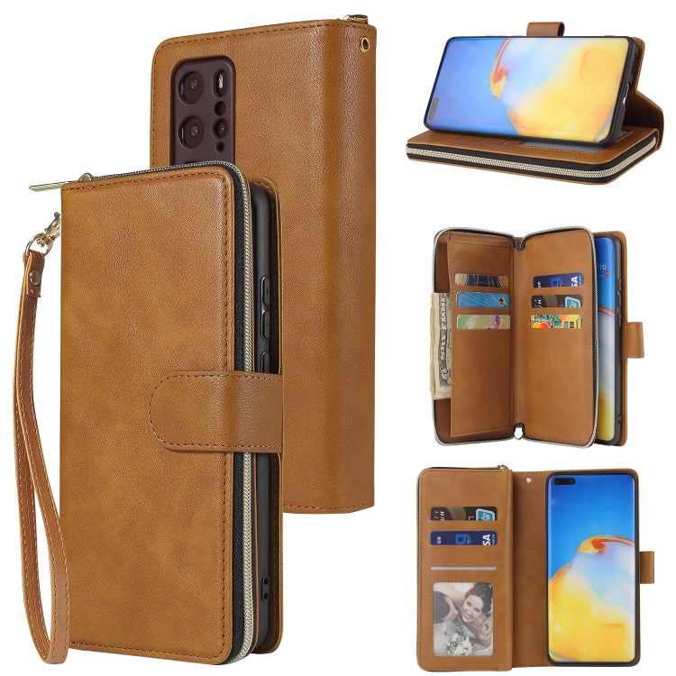 Zipper Wallet Bag Horizontal Flip PU Leather Case with Holder & 9 Card Slots & Wallet & Lanyard & Photo Frame, For Huawei P30, For Huawei P30 Lite, For Huawei P30 Pro, For Huawei P40, For Huawei P40 Lite, For Huawei P40 Pro, For Huawei P40 Pro+��������...