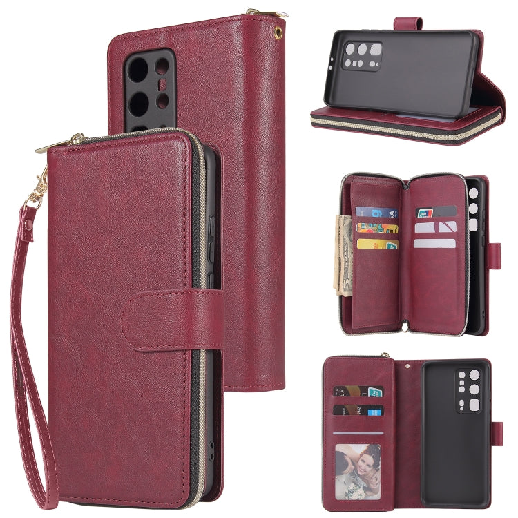 Zipper Wallet Bag Horizontal Flip PU Leather Case with Holder & 9 Card Slots & Wallet & Lanyard & Photo Frame, For Huawei P30, For Huawei P30 Lite, For Huawei P30 Pro, For Huawei P40, For Huawei P40 Lite, For Huawei P40 Pro, For Huawei P40 Pro+��������...