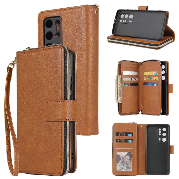 Zipper Wallet Bag Horizontal Flip PU Leather Case with Holder & 9 Card Slots & Wallet & Lanyard & Photo Frame, For Huawei P30, For Huawei P30 Lite, For Huawei P30 Pro, For Huawei P40, For Huawei P40 Lite, For Huawei P40 Pro, For Huawei P40 Pro+��������...