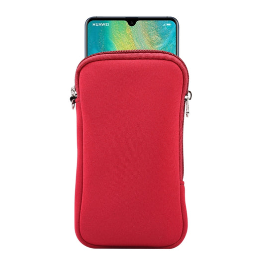 Universal Elasticity Zipper Protective Case Storage Bag with Lanyard For Huawei Mate 20 X / 7.2 inch Smart Phones