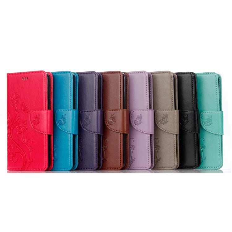 Butterflies Love Flowers Embossing Horizontal Flip Leather Case with Holder & Card Slots & Wallet