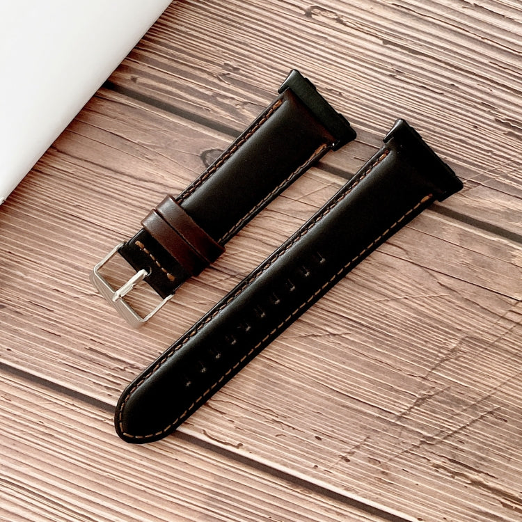 Crazy Horse Texture Genuine Leather Replacement Strap Watchband, For OPPO Watch 41mm, For OPPO Watch 46mm