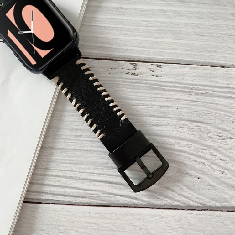 Fish Bone Hand Suture Leather Replacement Strap Watchband, For OPPO Watch 41mm, For OPPO Watch 46mm