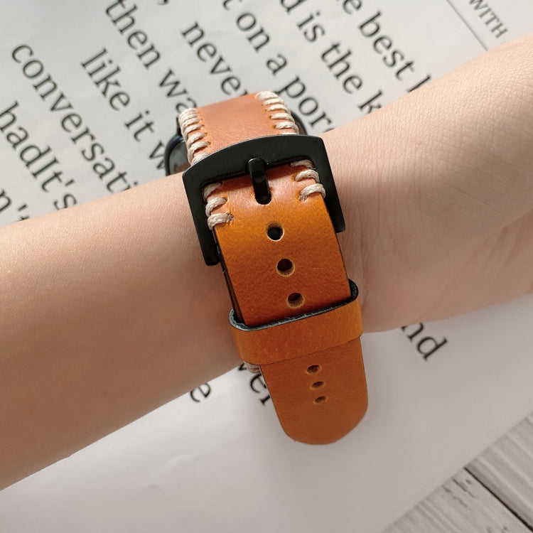 Fish Bone Hand Suture Leather Replacement Strap Watchband, For OPPO Watch 41mm, For OPPO Watch 46mm