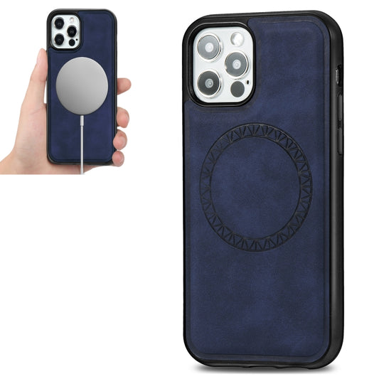 Retro Business Round Embossing Magnetic PU + TPU Protective Case
