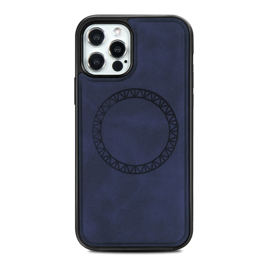 Retro Business Round Embossing Magnetic PU + TPU Protective Case
