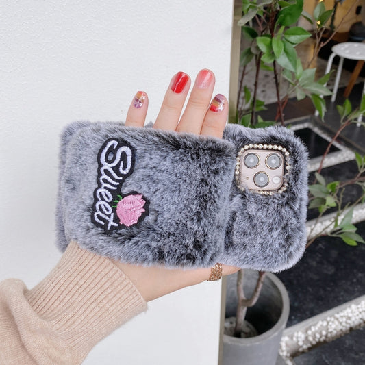 Rose Flower Hand Warmer Plush Shockproof TPU Case