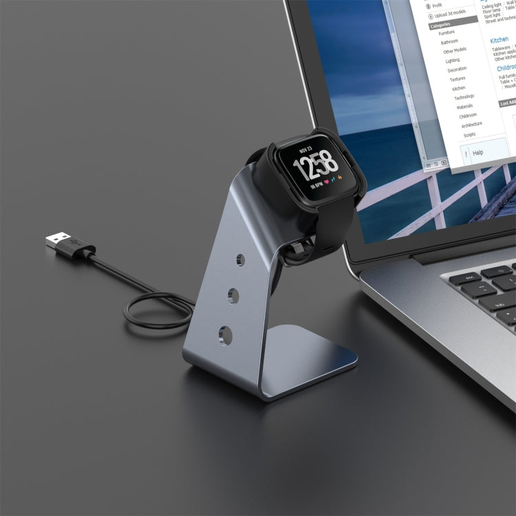 For Fitbit Versa / Versa Lite / Versa SE Universal Aluminum Alloy Charger Holder with Chip Protection, Support Fast Charging