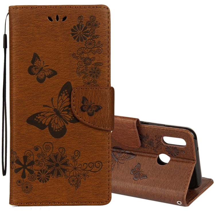 For Huawei  P20 Lite Vintage Embossed Floral Butterfly Pattern Horizontal Flip Leather Case with Card Slot & Holder & Wallet & Lanyard , For P20 Lite