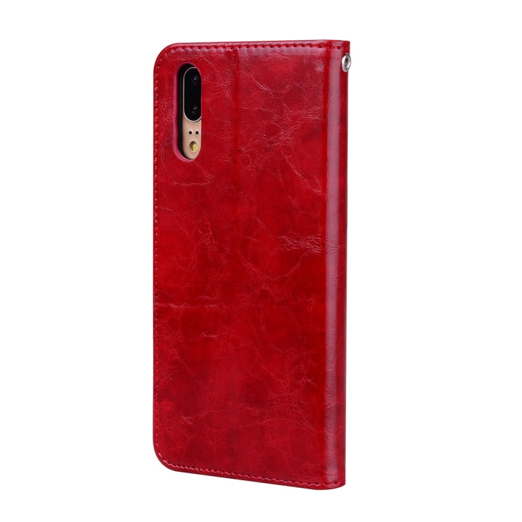 For Huawei P20 Business Style Oil Wax Texture Horizontal Flip Leather Case with Holder & Card Slots & Wallet, For Huawei P20