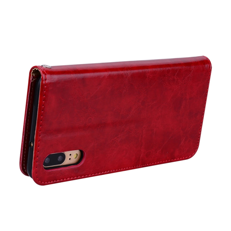 For Huawei P20 Business Style Oil Wax Texture Horizontal Flip Leather Case with Holder & Card Slots & Wallet, For Huawei P20