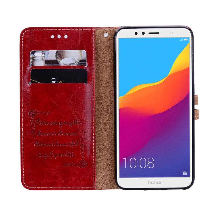 Business Style Oil Wax Texture Horizontal Flip Leather Case for Huawei Honor 7A (with fingerprint hole), with Holder & Card Slots & Wallet, For Huawei Honor 7A