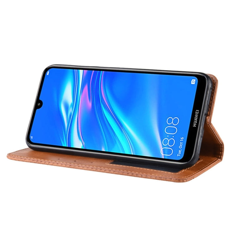 Magnetic Buckle Retro Texture Horizontal Flip Leather Case for Huawei Y7 (2019) / Y7 Prime (2019), with Holder & Card Slots & Wallet, For Huawei Y7 (2019)