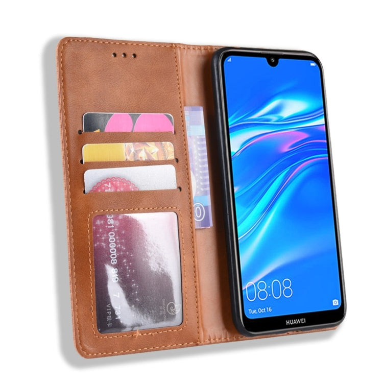 Magnetic Buckle Retro Texture Horizontal Flip Leather Case for Huawei Y7 (2019) / Y7 Prime (2019), with Holder & Card Slots & Wallet, For Huawei Y7 (2019)