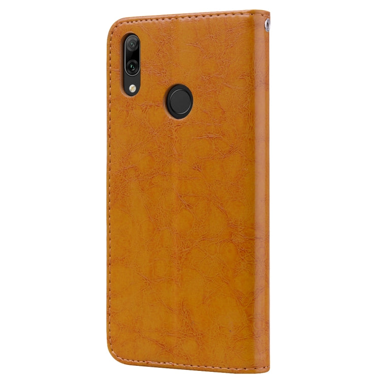 Business Style Oil Wax Texture Horizontal Flip Leather Case for Huawei Y7 (2019), with Holder & Card Slots & Wallet, For Huawei Y7 (2019)