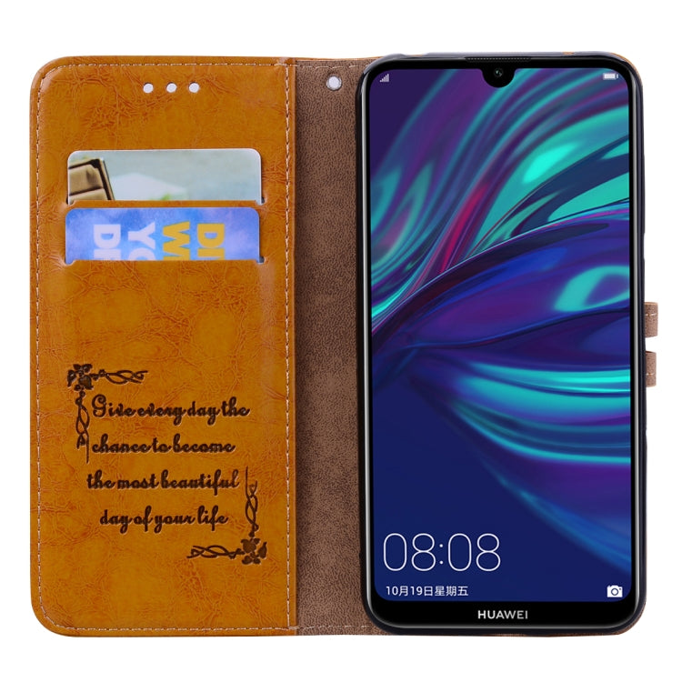 Business Style Oil Wax Texture Horizontal Flip Leather Case for Huawei Y7 (2019), with Holder & Card Slots & Wallet, For Huawei Y7 (2019)