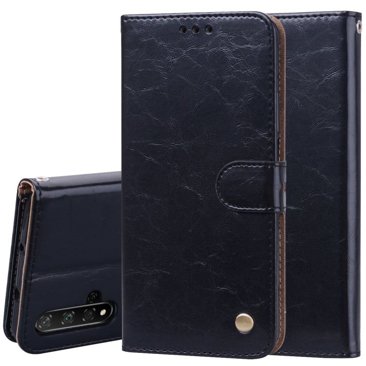 Business Style Oil Wax Texture Horizontal Flip Leather Case for Huawei Honor 20, with Holder & Card Slots & Wallet, For Huawei Honor 20