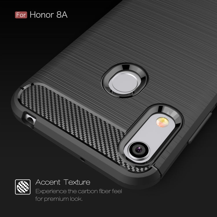 Brushed Texture Carbon Fiber Shockproof TPU Case for Huawei Honor 8A, For Honor 8A, For Huawei Honor 8A