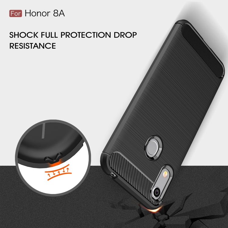 Brushed Texture Carbon Fiber Shockproof TPU Case for Huawei Honor 8A, For Honor 8A, For Huawei Honor 8A
