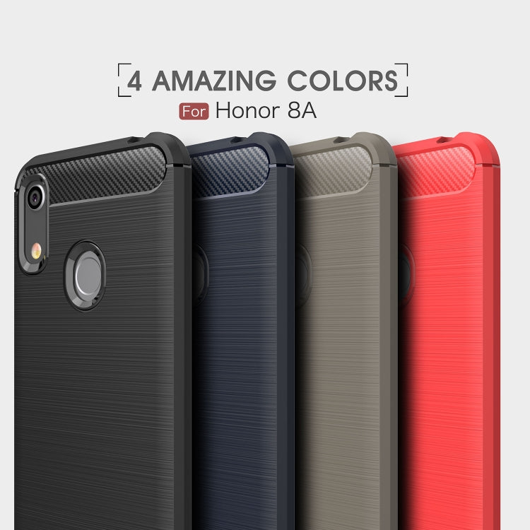 Brushed Texture Carbon Fiber Shockproof TPU Case for Huawei Honor 8A, For Honor 8A, For Huawei Honor 8A