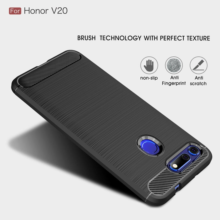 Brushed Texture Carbon Fiber Shockproof TPU Case for Huawei Honor View 20, For Honor View 20, For Huawei Honor View 20