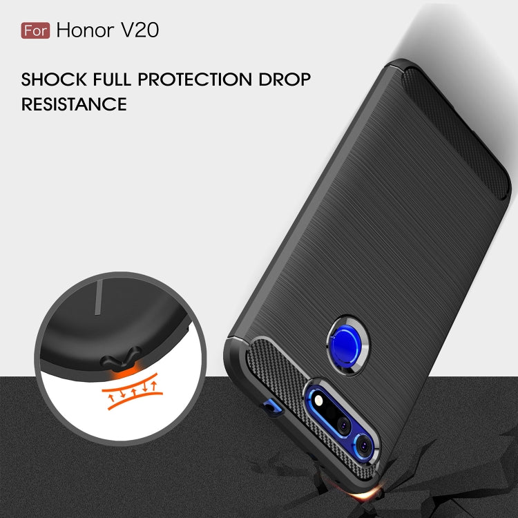 Brushed Texture Carbon Fiber Shockproof TPU Case for Huawei Honor View 20, For Honor View 20, For Huawei Honor View 20