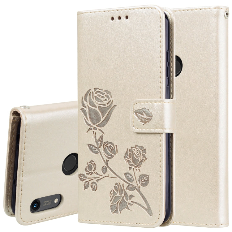 Rose Embossed Horizontal Flip PU Leather Case for Huawei Honor 8A/Y6 2019, with Holder & Card Slots & Wallet, For Honor 8A/Y6 Pro 2019, For Huawei Honor 8A/Y6 Pro 2019, Huawei Honor 8A/Y6 Pro 2019