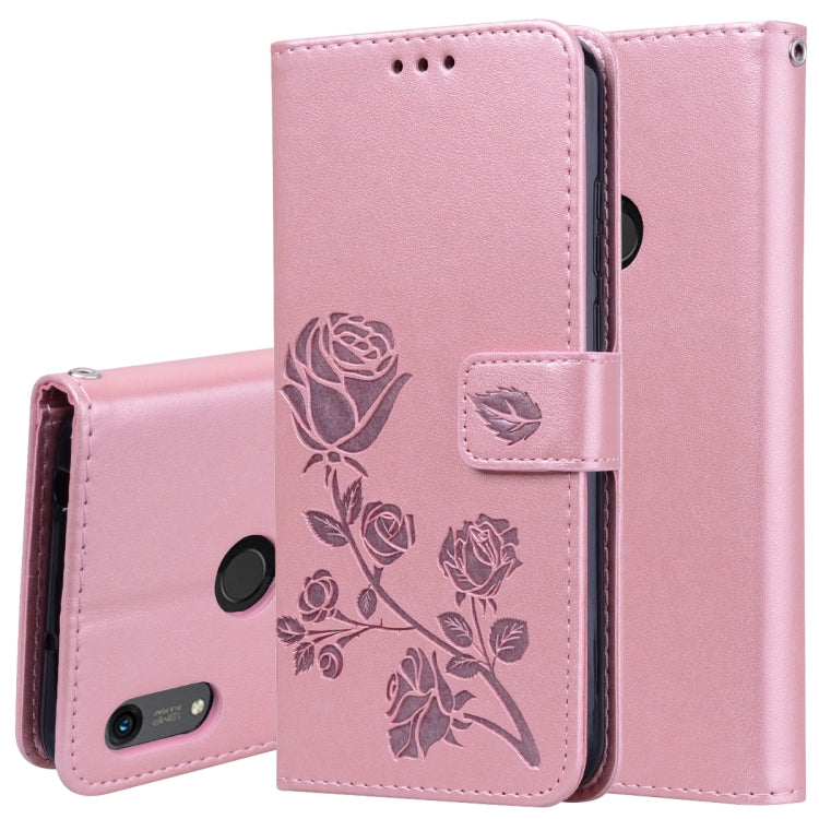 Rose Embossed Horizontal Flip PU Leather Case for Huawei Honor 8A/Y6 2019, with Holder & Card Slots & Wallet, For Honor 8A/Y6 Pro 2019, For Huawei Honor 8A/Y6 Pro 2019, Huawei Honor 8A/Y6 Pro 2019