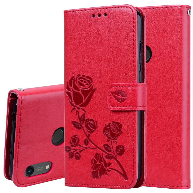 Rose Embossed Horizontal Flip PU Leather Case for Huawei Honor 8A/Y6 2019, with Holder & Card Slots & Wallet, For Honor 8A/Y6 Pro 2019, For Huawei Honor 8A/Y6 Pro 2019, Huawei Honor 8A/Y6 Pro 2019