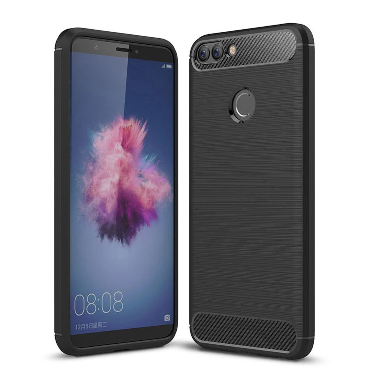 For Huawei  P smart / Enjoy 7S Brushed Texture Carbon Fiber Shockproof TPU Protective Back Case, For Huawei P smart / Enjoy 7S