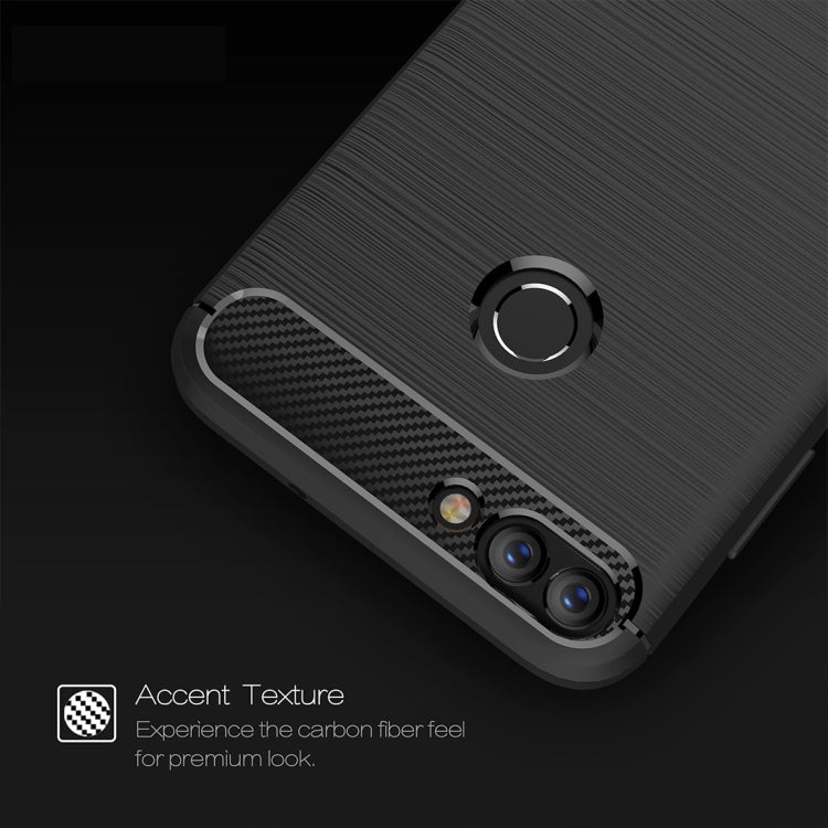 For Huawei  P smart / Enjoy 7S Brushed Texture Carbon Fiber Shockproof TPU Protective Back Case, For Huawei P smart / Enjoy 7S