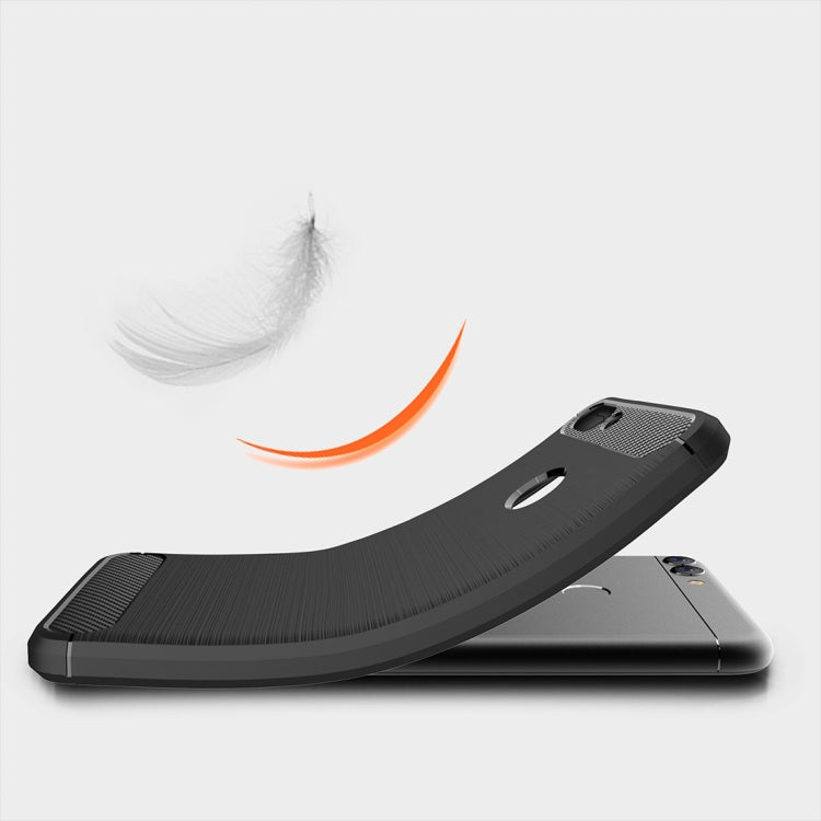For Huawei  P smart / Enjoy 7S Brushed Texture Carbon Fiber Shockproof TPU Protective Back Case, For Huawei P smart / Enjoy 7S