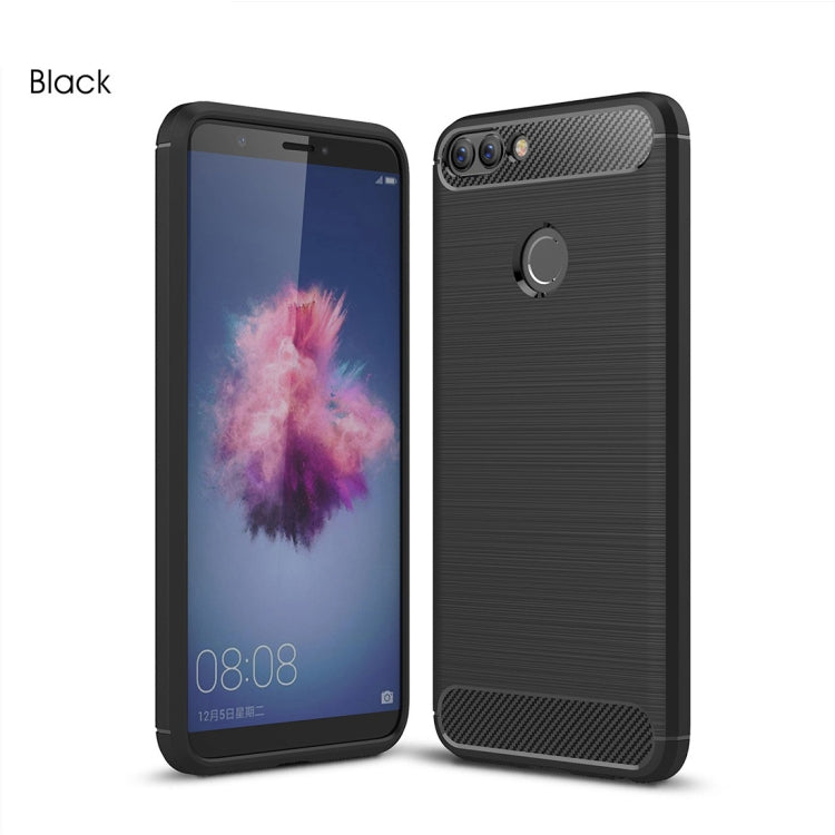 For Huawei  P smart / Enjoy 7S Brushed Texture Carbon Fiber Shockproof TPU Protective Back Case, For Huawei P smart / Enjoy 7S
