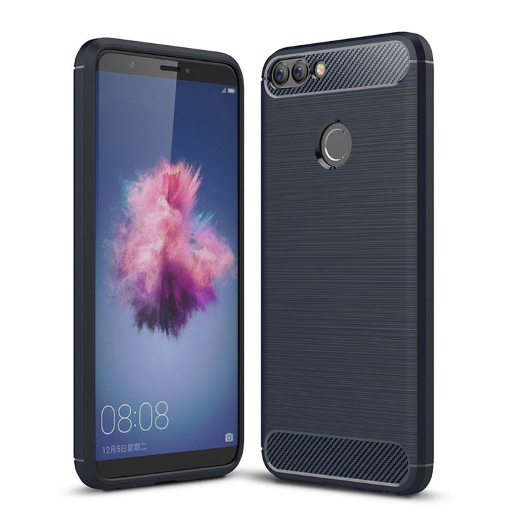 For Huawei  P smart / Enjoy 7S Brushed Texture Carbon Fiber Shockproof TPU Protective Back Case, For Huawei P smart / Enjoy 7S